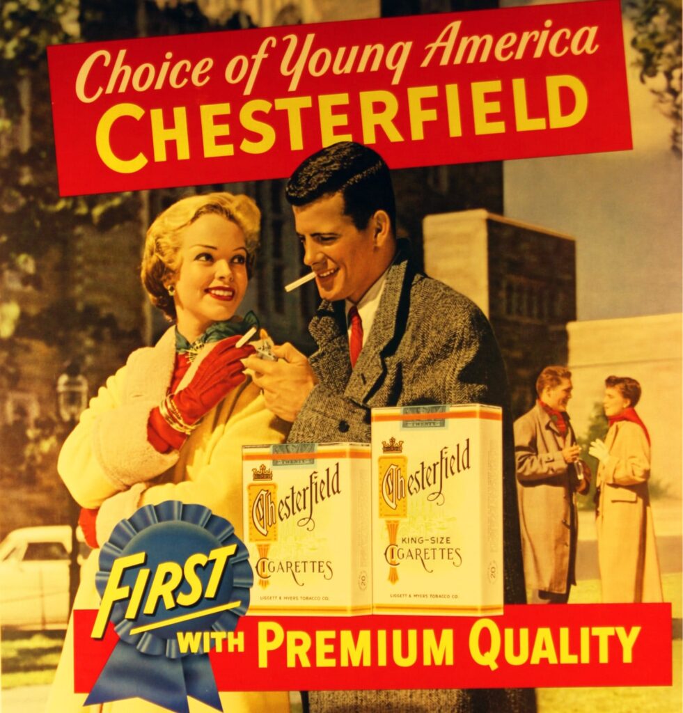 「ChesterField」は、1950年代の広告は「若い世代の米国」をターベット
