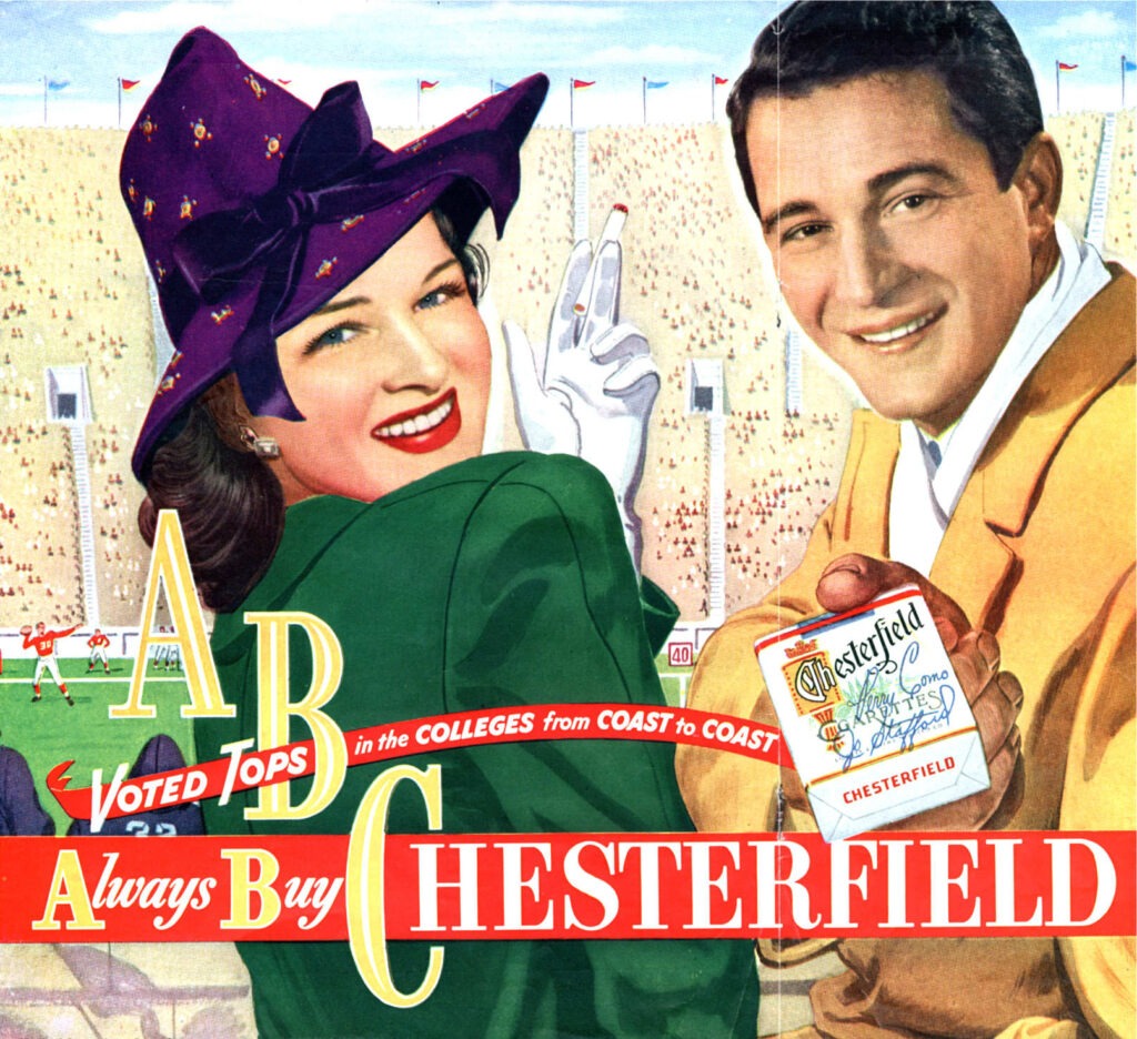 「ChesterField」は、1947年の広告で「全米の大学でトップに投票された」